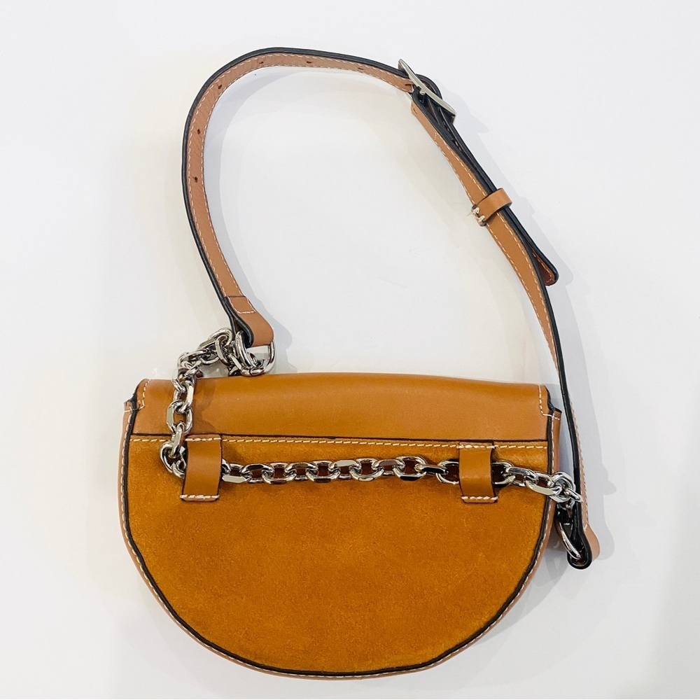 Zara 100% leather and chain waist belt bag with silver hardware - Picture 6 of 11